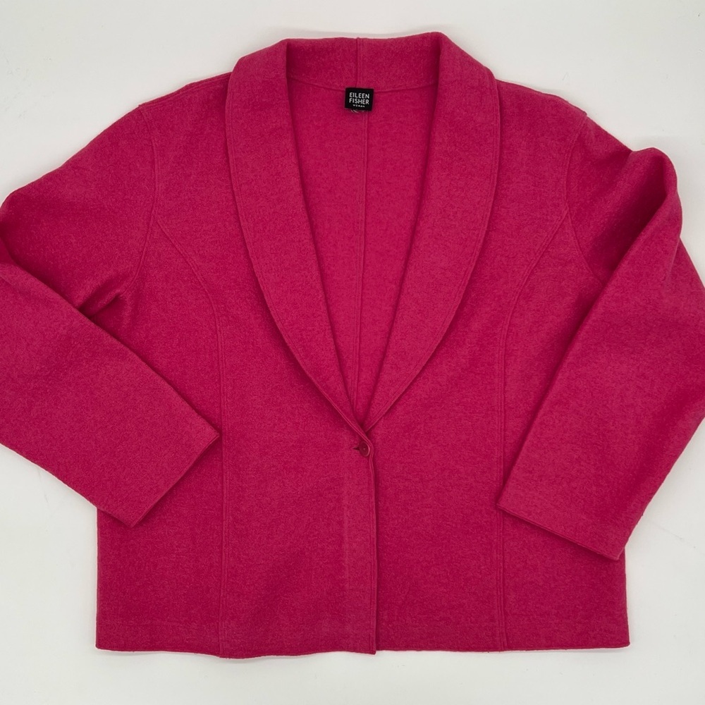 Eileen Fisher Woman Pink Wool Blend Shawl Collar Jacket – Size 16/XXL